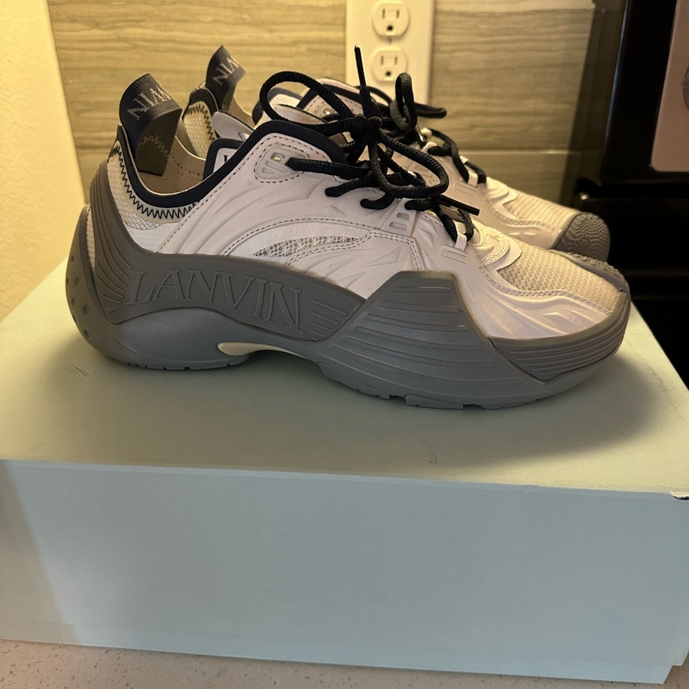 GRAY AND NAVY LANVIN FLASH-X SNEAKERS